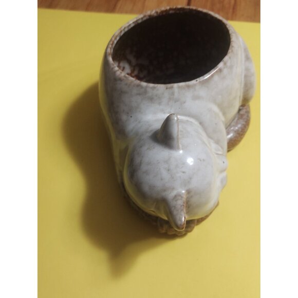 Large Stoneware Cat Planter David Stewart 10.5 x 7 x 5" - Picture 3 of 8